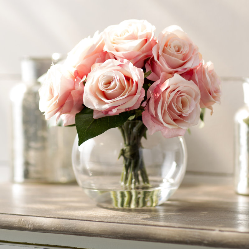 Ophelia Co Roses In Gl Vase Reviews Wayfair Roses In Gl Vase