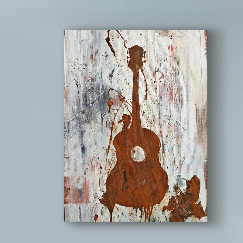 Ebern Designs Rust Guitar Acrylic Painting Print On Wrapped