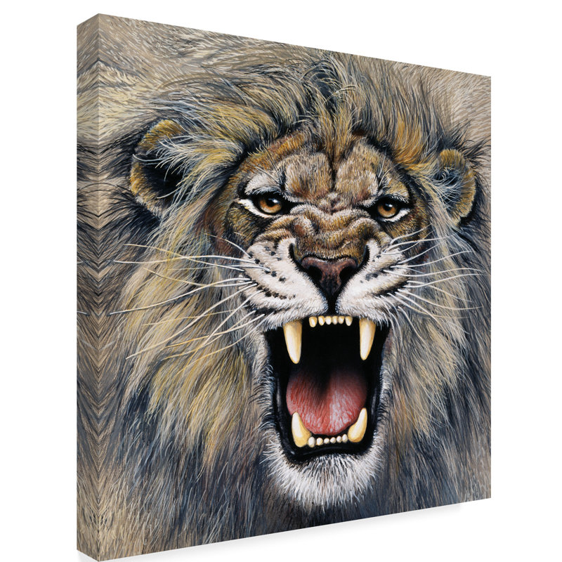 Trademark Art Lion Roaring Acrylic Painting Print On Wrapped