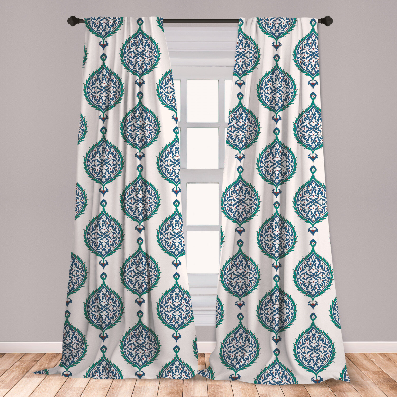 East Urban Home Ambesonne Turkish Pattern Curtains Leaves In Symmetrical Order Cultures Of The East Theme Window Treatments 2 Panel Set For Living Room Bedroom Decor 56 X 63 Multicolor Wayfair