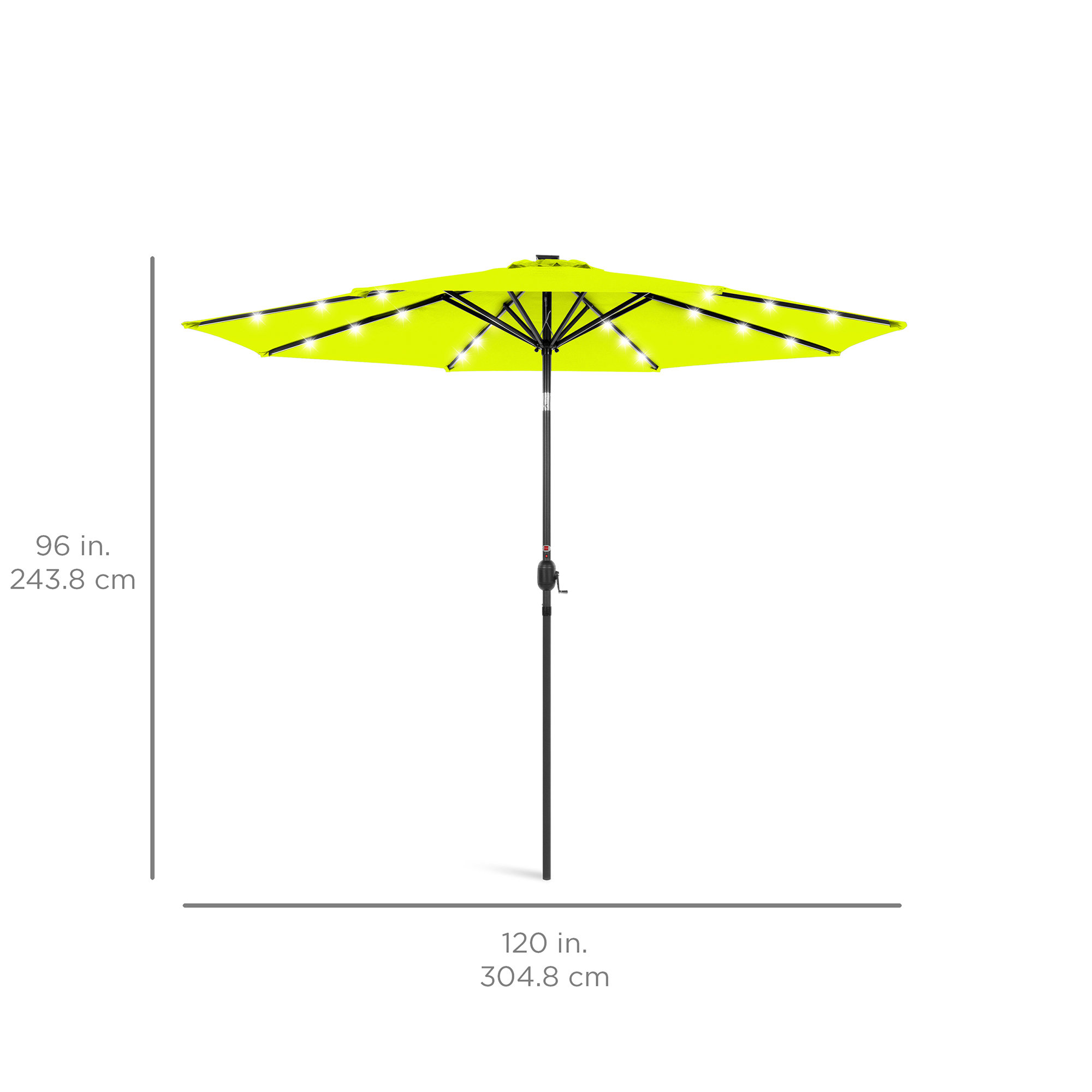 Fade-Resistant Fabric Black Best Choice Products 10ft Solar LED Lighted Patio Umbrella w//Tilt Adjustment