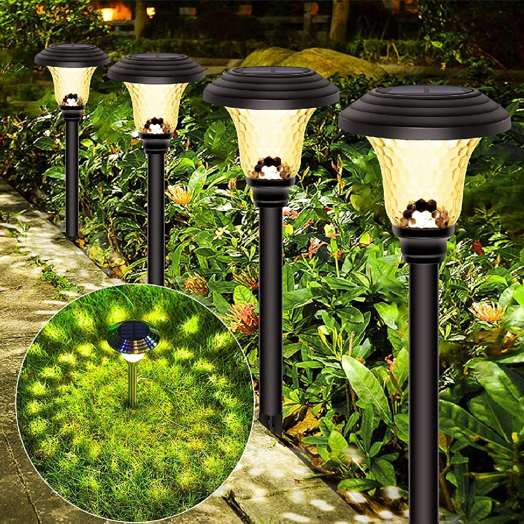 Outdoor Stainless Steel Solar Powered Spotlights 4 Pack Garden Lights Decoration 