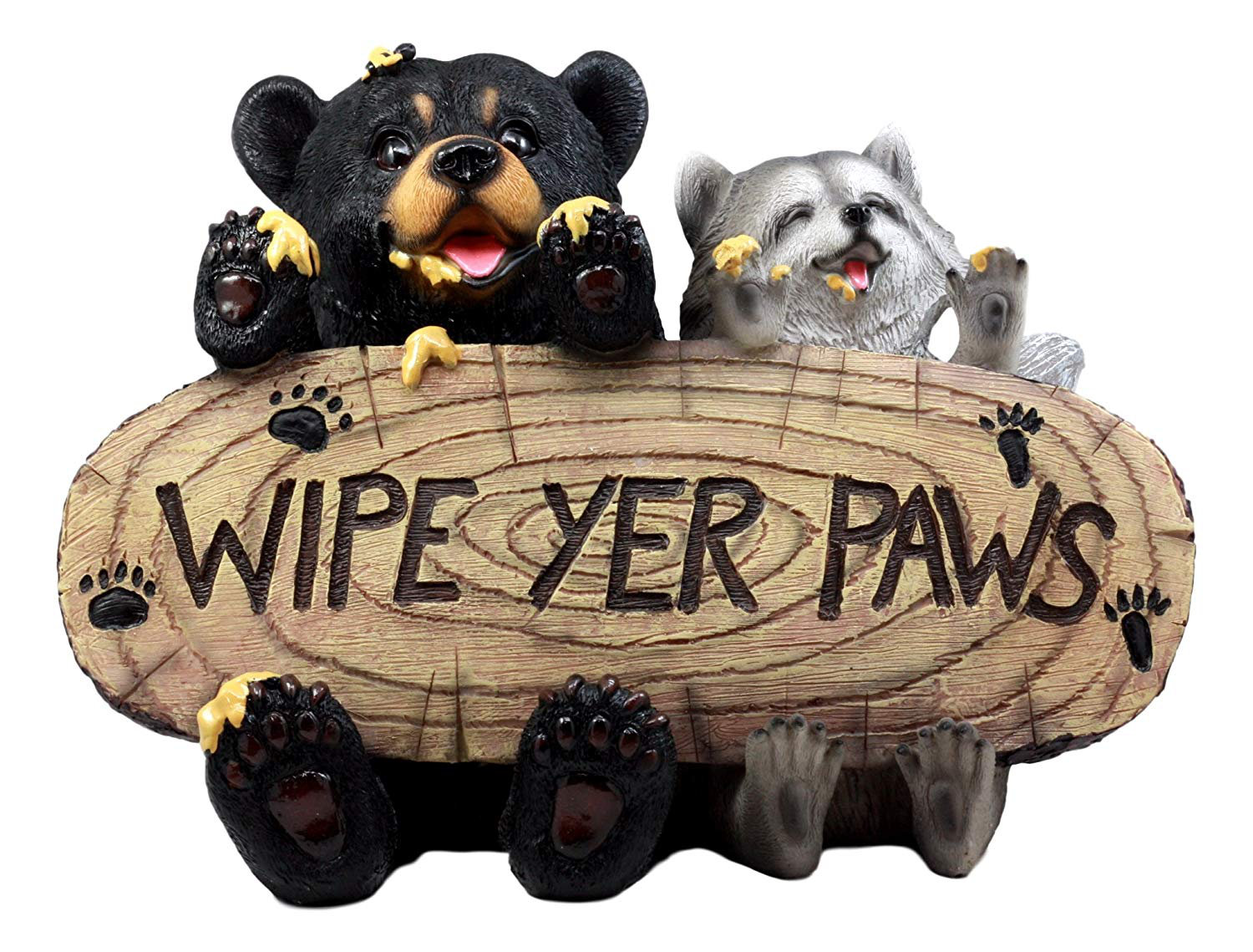 Millwood Pines Drexel Bear and Racoon Feasting on Honey Welcome Statue &  Reviews | Wayfair