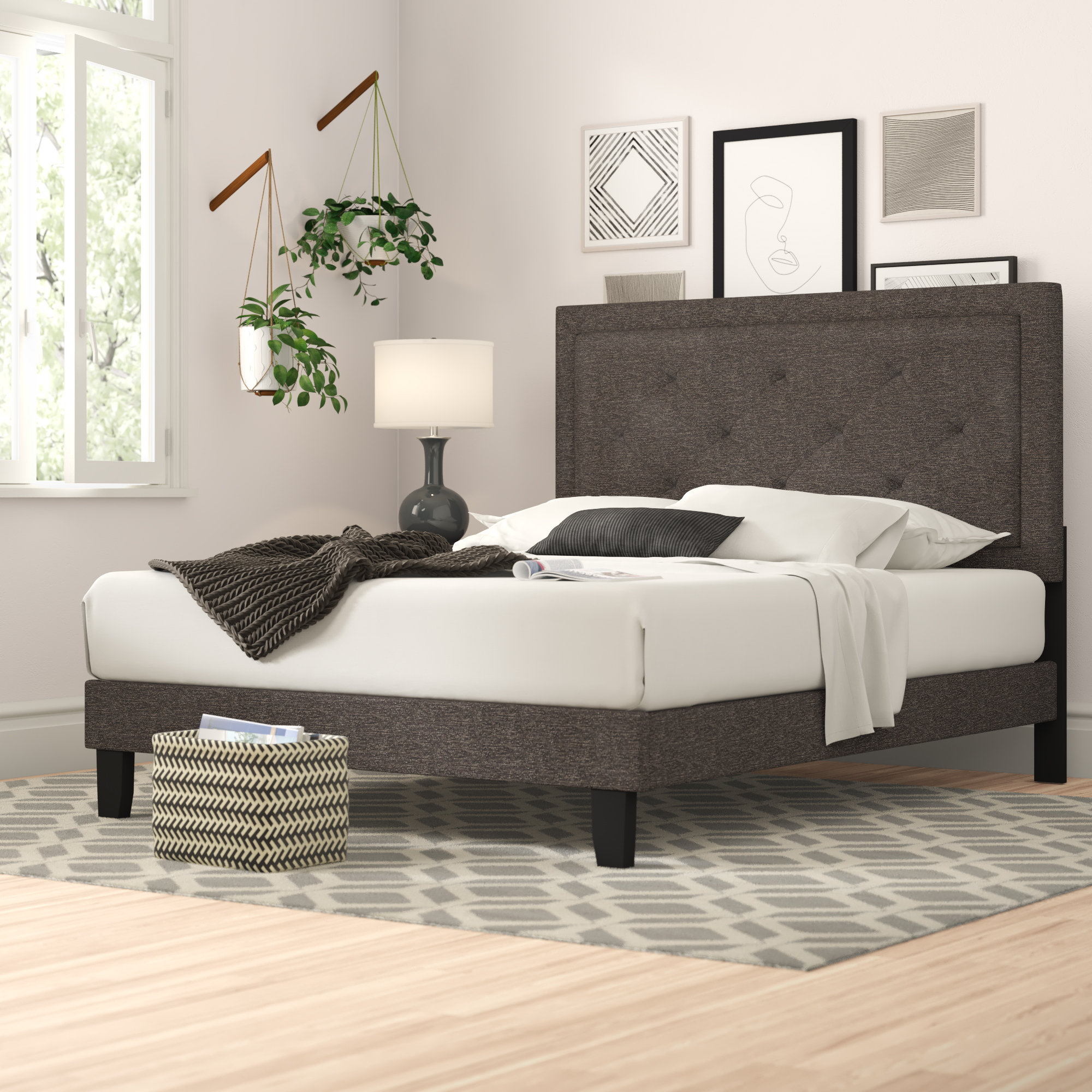 Alcott Hill Amoll Standard Upholstered Bed Reviews Wayfair Amoll Standard Upholstered Bed