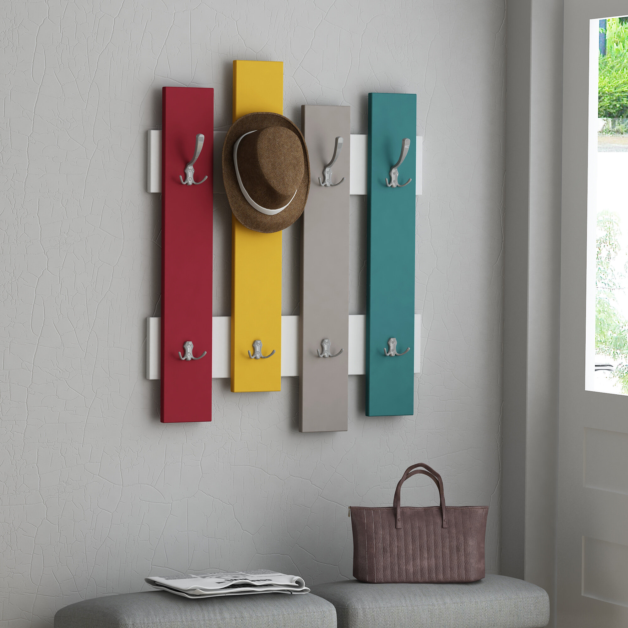 turquoise coat rack