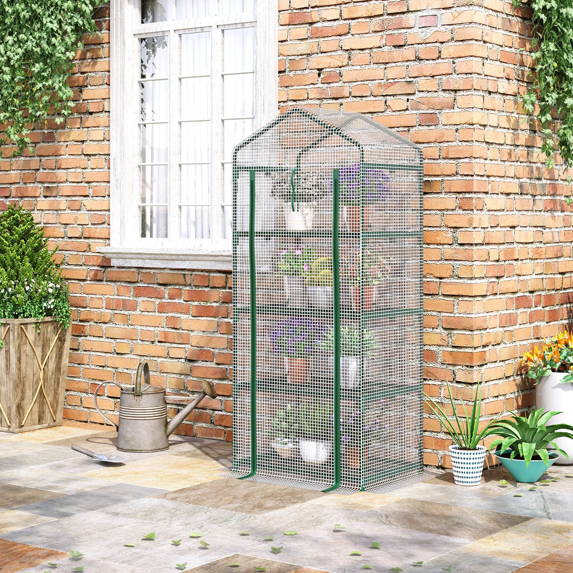 Outsunny 63" Mini Plant Warm House Portable Garden Greenhouse 4 Tier 