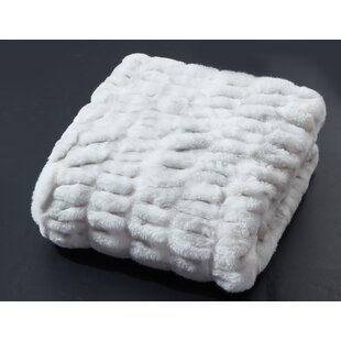 Max Studio ULTRA-SOFT Oversized WHITE Faux Fur Throw Blanket 