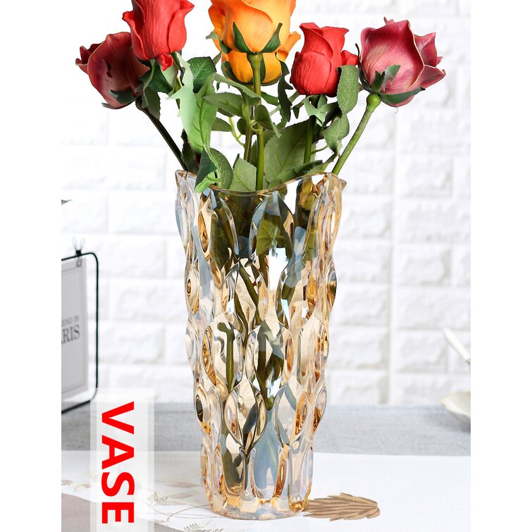 Flower Vase for Decor Glass Gold Vase 11.8 Tall 