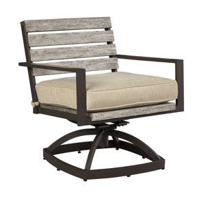 Lilah Swivel Patio Dining Chair with Cushion (Set of 2)