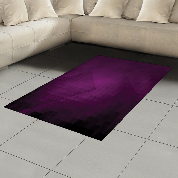 Ambesonne Eggplant Area Rug Abstract Purple Squares In Faded Colour Scheme With Modern Art Inspired Style Pixelart Flat Woven Accent Rug For Living