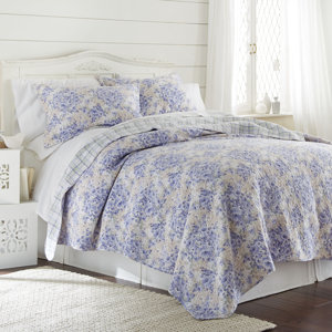 Fowler 100% Cotton 3 Piece Reversible Quilt Set