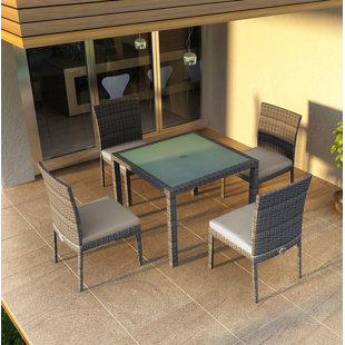 Go to store & view more images Hobbs 5 Piece Sunbrella Dining Set with Cushions by Rosecliff Heights