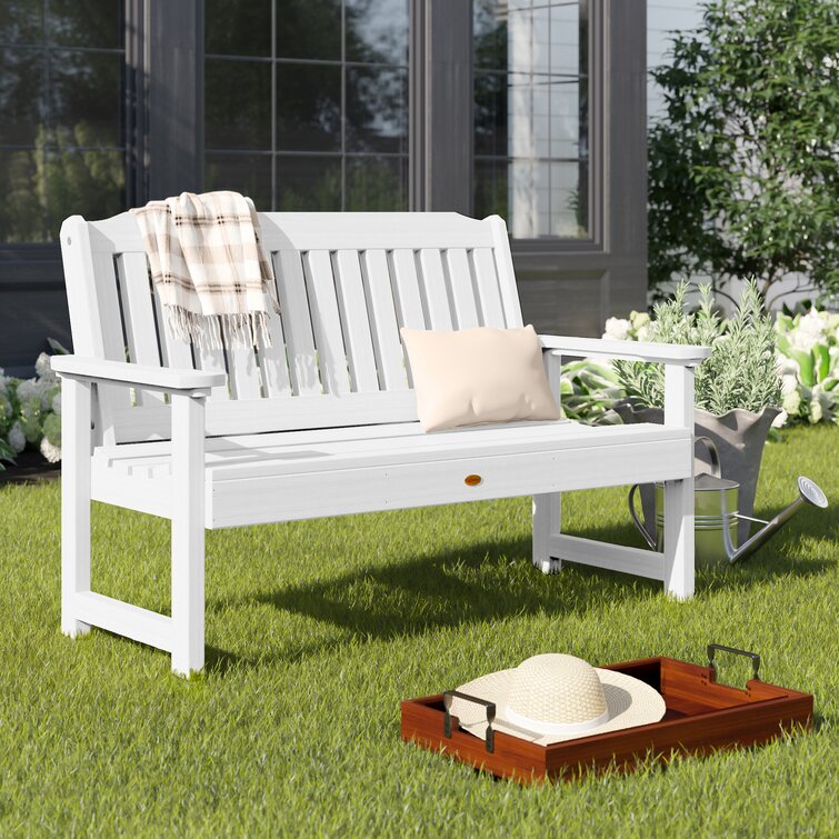 white plastic garden bench