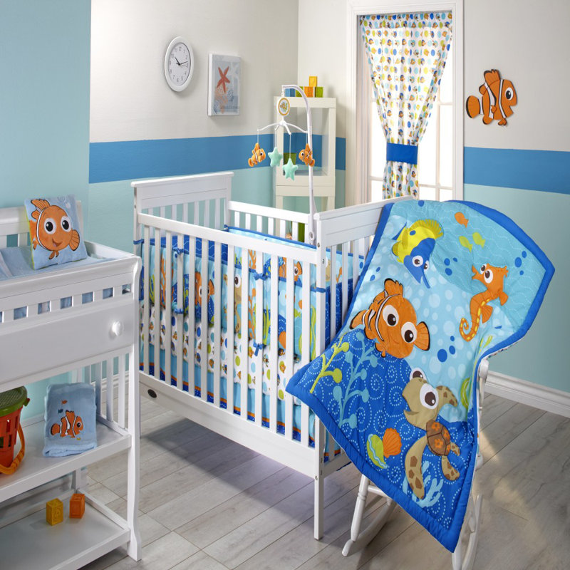 Disney Finding Nemo Graphic Print Text Semi Sheer Rod Pocket