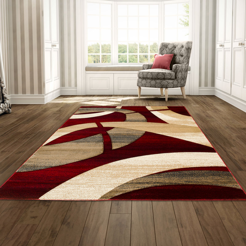 George Oliver Mirabal Abstract Red Tan Area Rug Reviews Wayfair