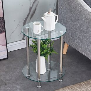 silver glass top end tables