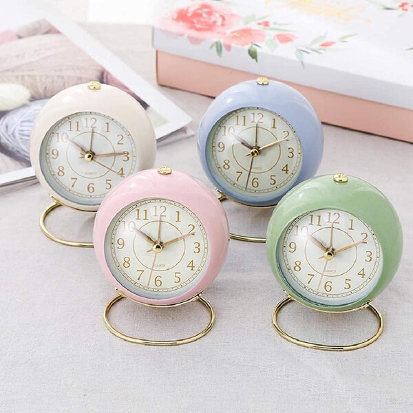 NEW Unique Mini Metal Clock Mantle Office Desk Time New Battery Numbers Gift.. 