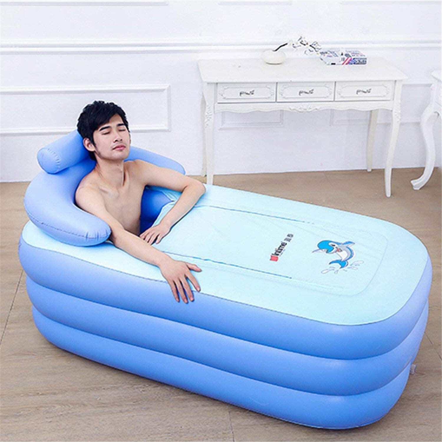 Umi Inflatable Portable Bathtub White Durable Soaking Bath Tub with Large Backrest Freestanding Inflatable Pool Bathroom Home Spa Brand