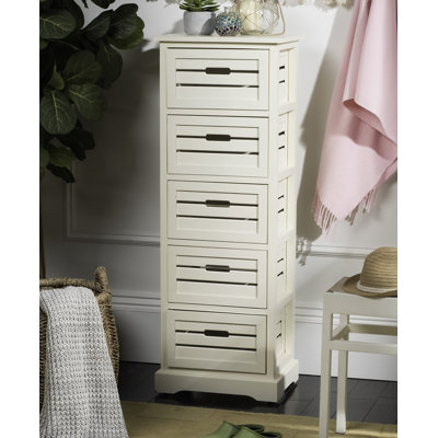 Breakwater Bay Helm 5 Drawer Accent Chest Color Distressed Cream