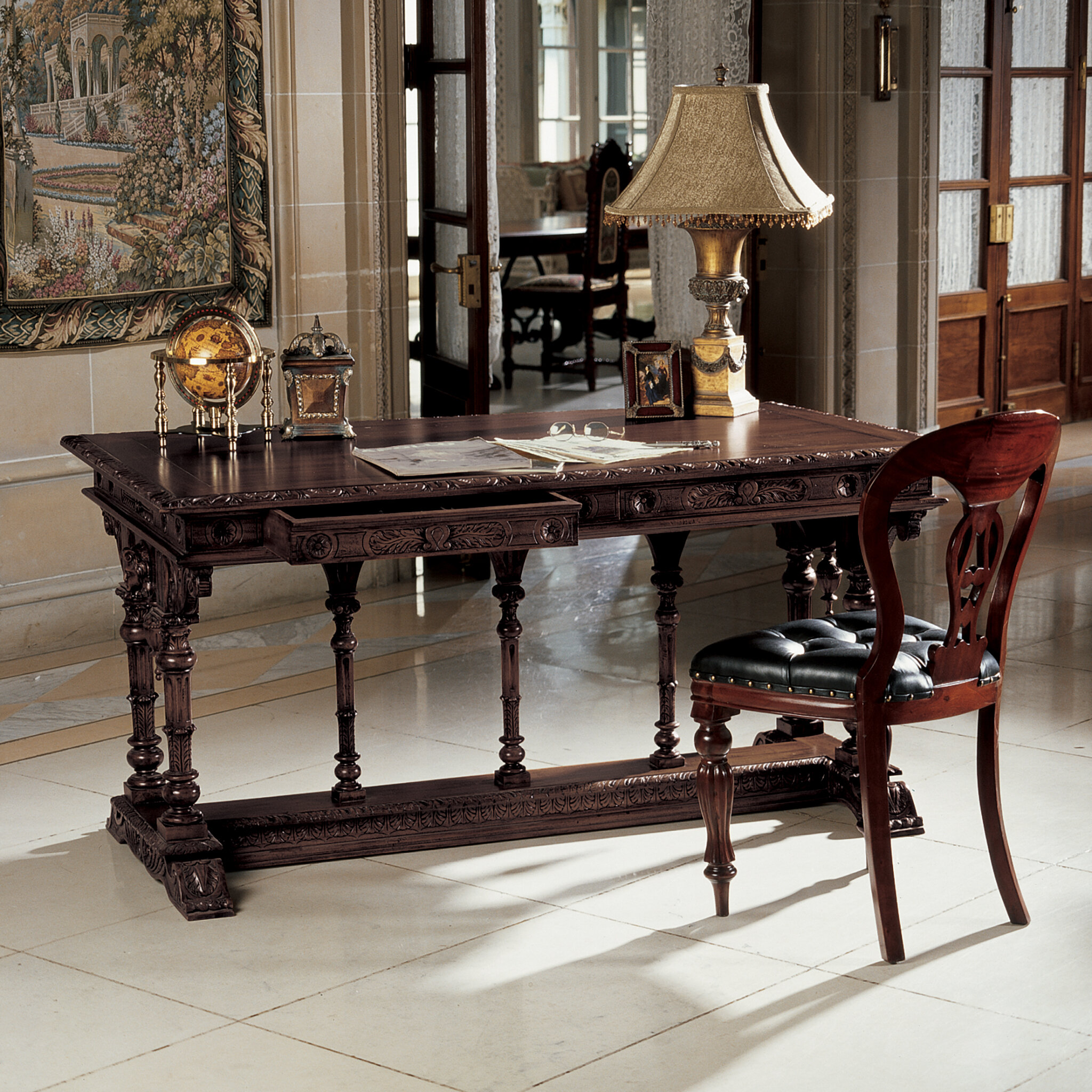 Design Toscano Chateau Chambord Executive Desk And Chair Set