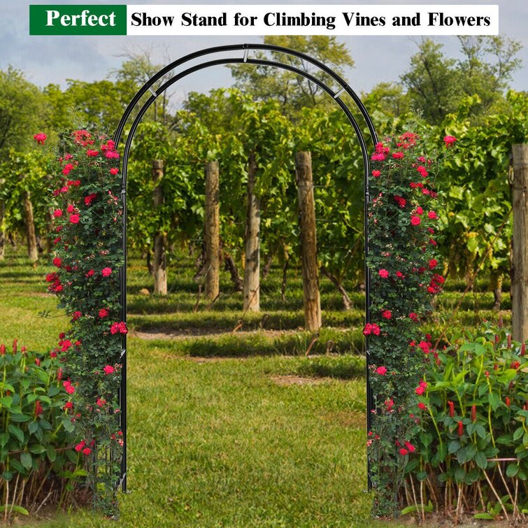 Lightweight Arch Flower Stand for Roses Climbing Plants Support Archway Garden Decoration ，140x38x240cm Black Metal Garden Arch