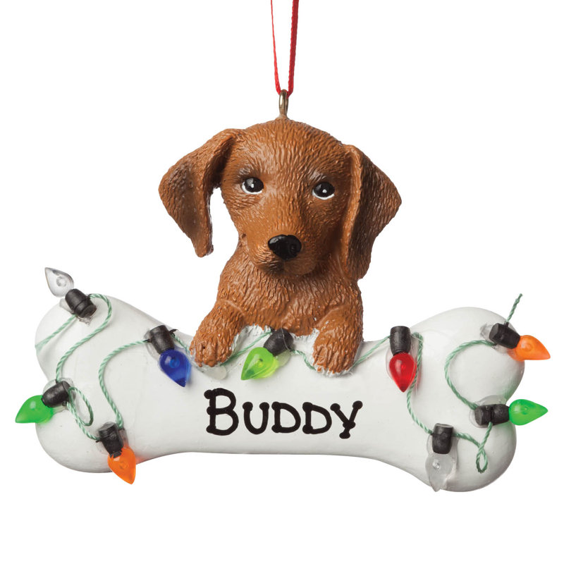 The Holiday Aisle Brown Dachshund Dog Bone Personalized Hanging