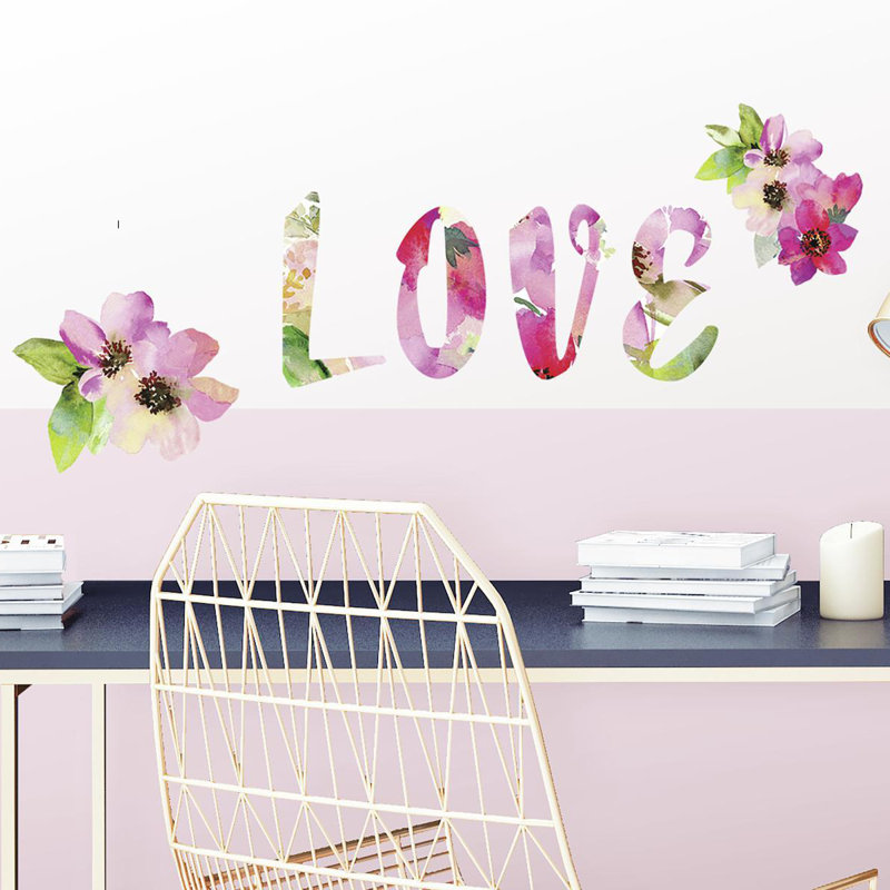 Trule Beautiful Love Watercolor Quote Peel And Stick Wall Decals Wayfair
