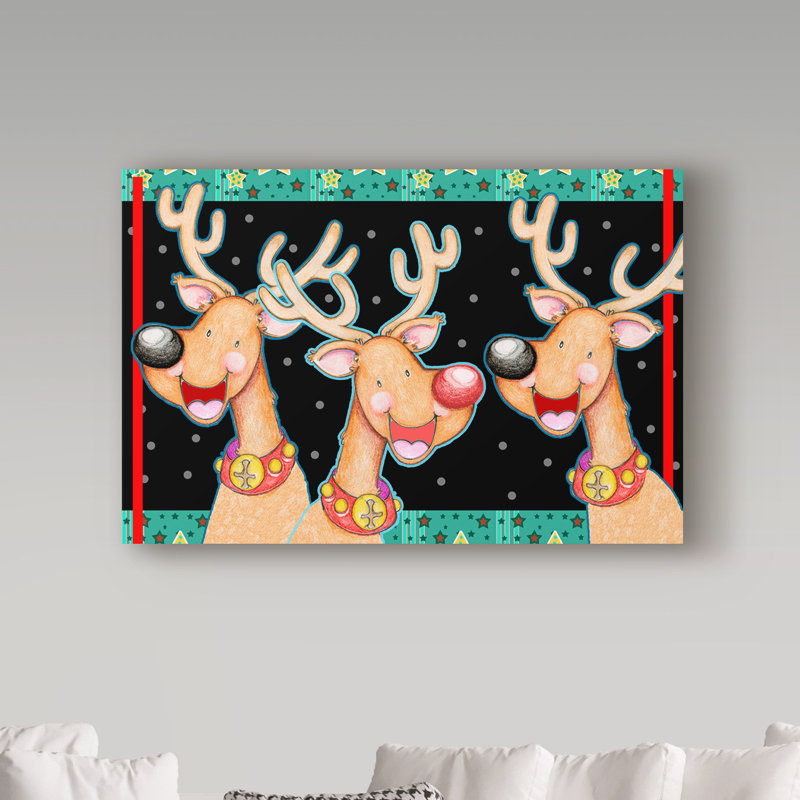 Trademark Art Happy Reindeer Acrylic Painting Print On Wrapped