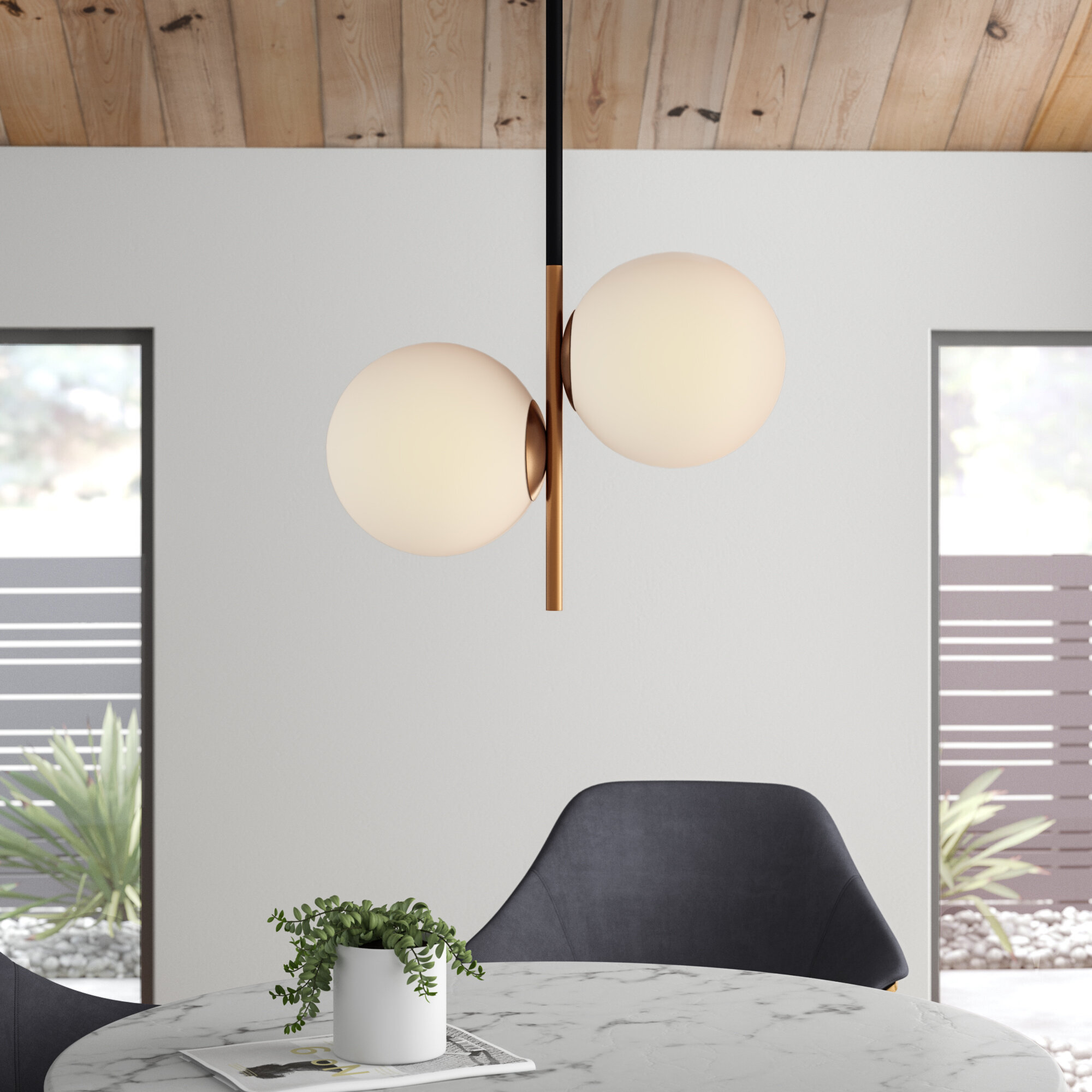 2 globe pendant light