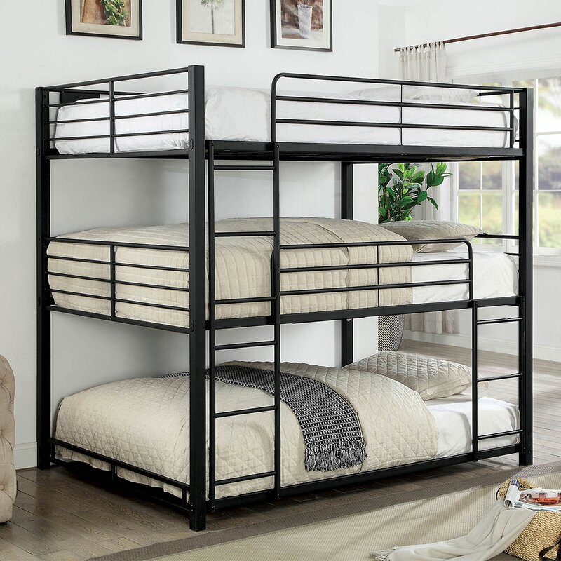 triple bunk bed black