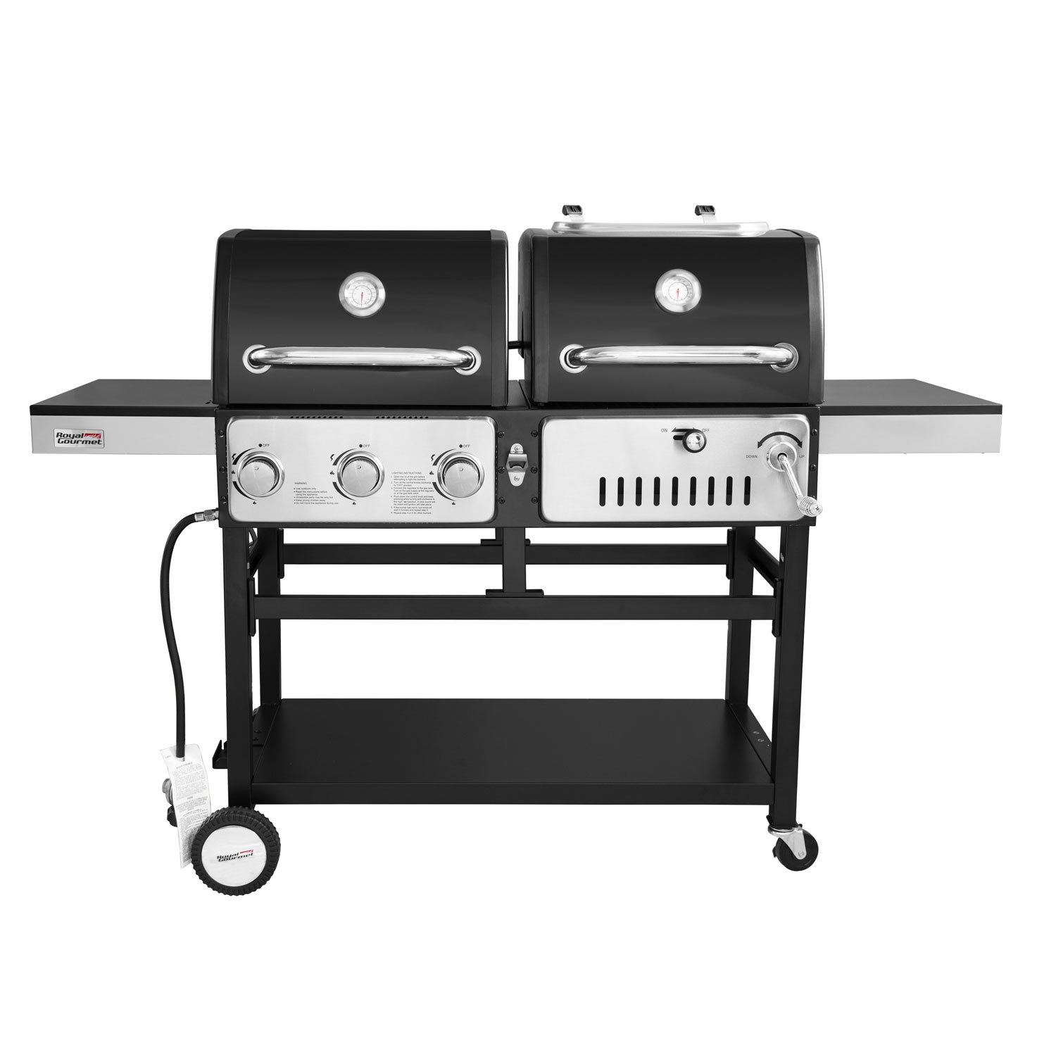 Royal Gourmet Durable 3 Burner Propane Gas And Charcoal Grill Wayfair