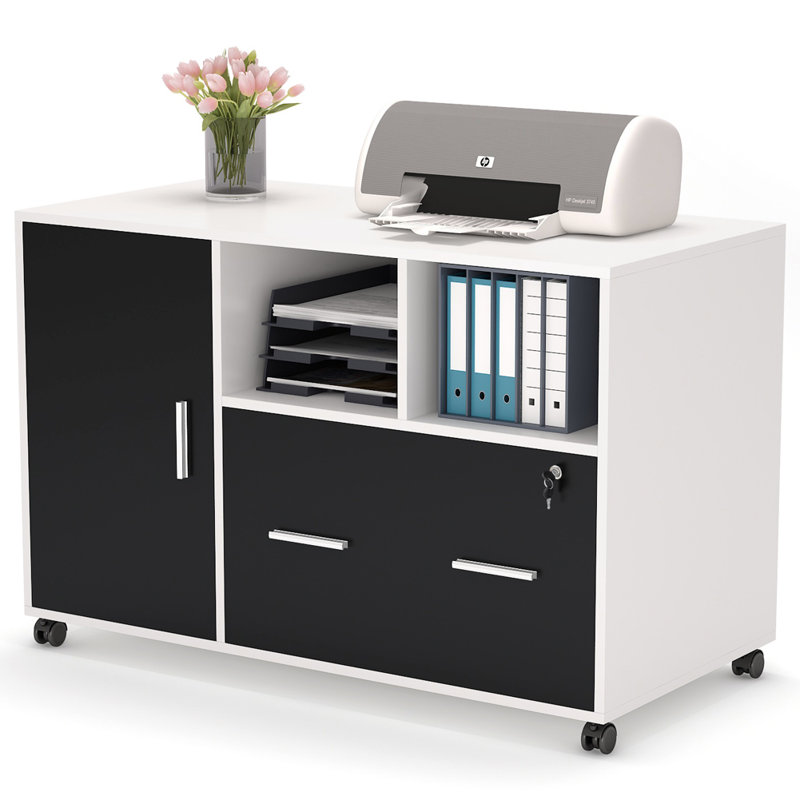 Inbox Zero Modern Mobile Lateral Filing Cabinet Printer Stand With Lock And Drawer Wayfair Ca