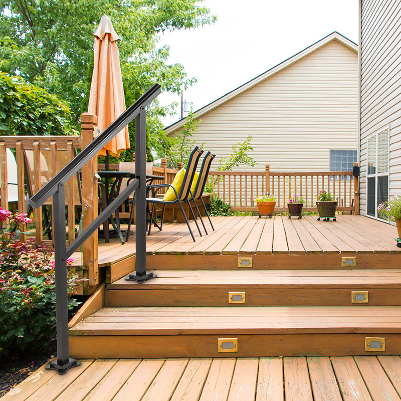 Stair Railing Kit Aluminum Handrail Flexible Outdoor Deck Hand Rail Size: 35.2" H x 35.8" W x 5.3" D