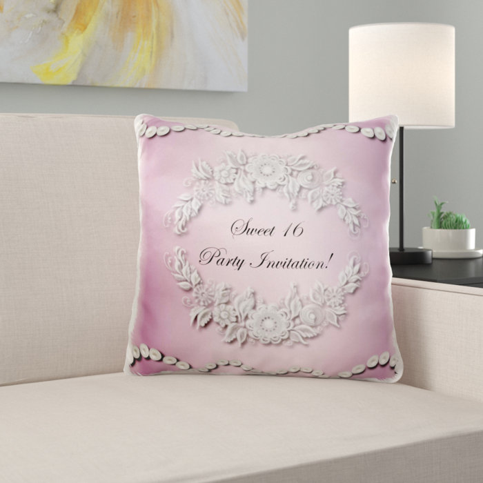 East Urban Home Melgoza Sweet 16 Party Invitation Throw Pillow