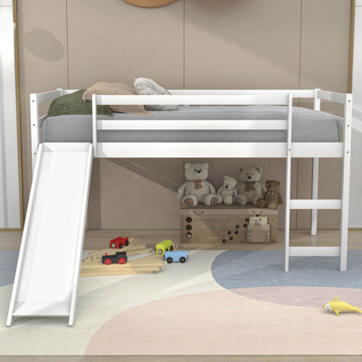 Twin Size Wood Loft Bed with Slide