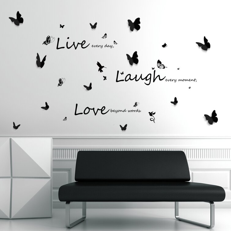 Download East Urban Home Vivid Live Laugh 3d Butterfly Wall Sticker Wayfair Co Uk