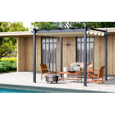 9.8' W x 9.8' D Metal Pergola with Canopy