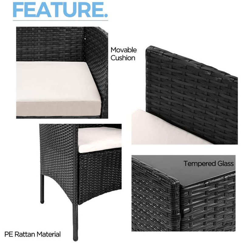 Winston Porter 4 Pieces Indoor Outdoor Patio Furniture Set With Cushions Wayfair Ca