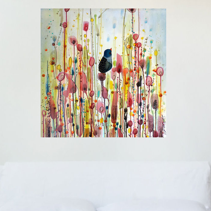 My Wonderful Walls Bird And Flower Watercolor Painting Ordinary Day By Sylvie Demers Wall Decal Wayfair