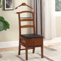 Walnut Butler Coat Rack Mens Modern Executive Clothes Hanger Valet Suit Stand 