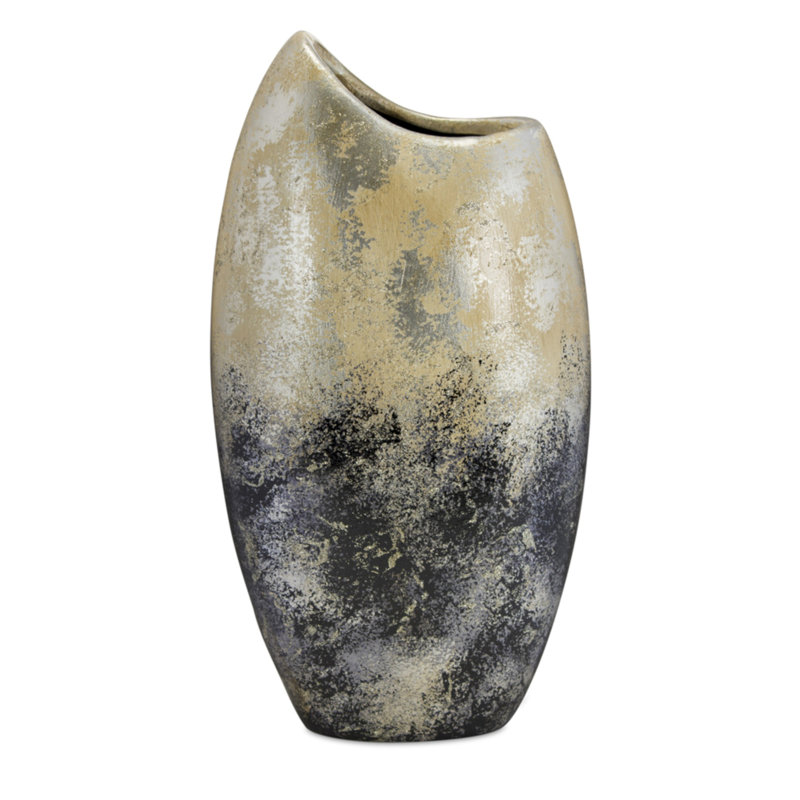 Dakota Fields 2 Piece Black Gold Ceramic Table Vase Set Wayfair