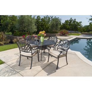 Go to store & view more images Dunnes 5 Piece Sunbrella Dining Set with Cushions by Darby Home Co