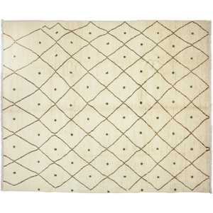 One-of-a-Kind Moroccan Hand-Knotted Ivory Area Rug