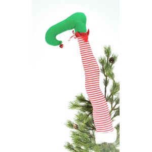 Striped Whimsical Elf Boot Tree Topper