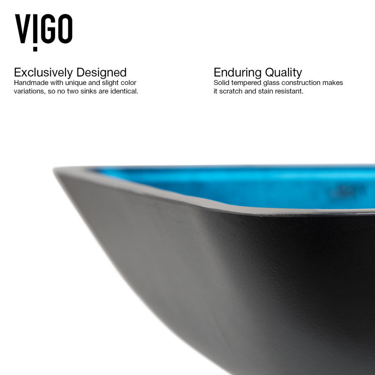 VIGO Glass Rectangular Vessel Bathroom Sink VGU3447