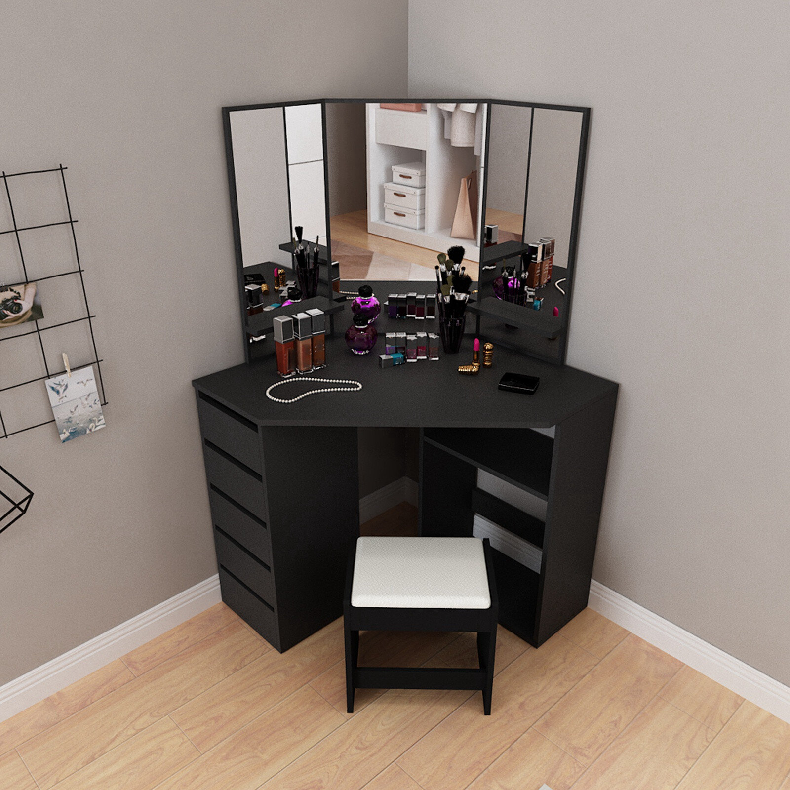 Latitude Run Modern Bedroom Storage Cabinet Dressing Table With