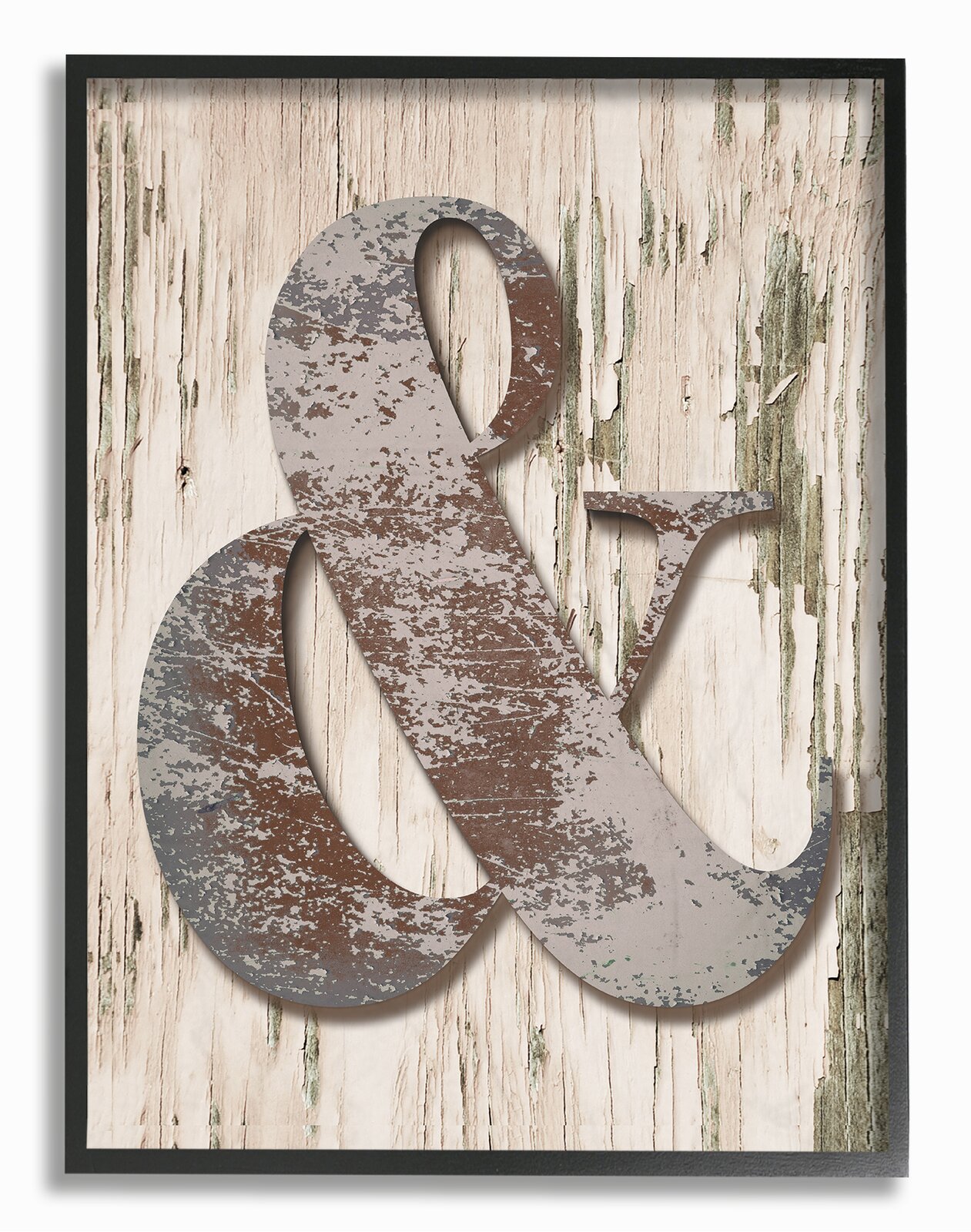 'Distressed Wood and Patina Ampersand' by Daphne Polselli - Textual Art Print on Canvas