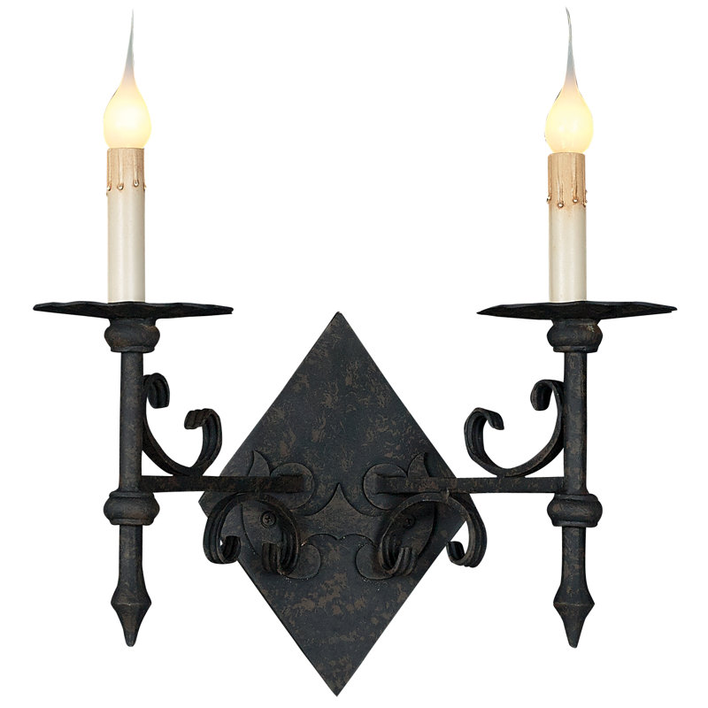 Ellahome Trestle 2 Light Dimmable Antique Black Candle Wall