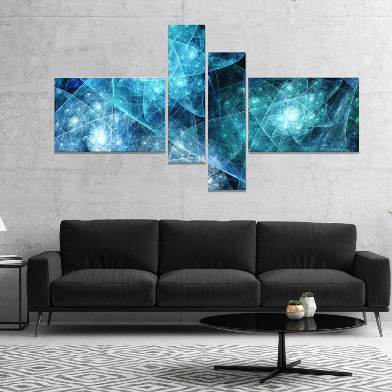 East Urban Home Designart Blue Rotating Polyhedron Abstract