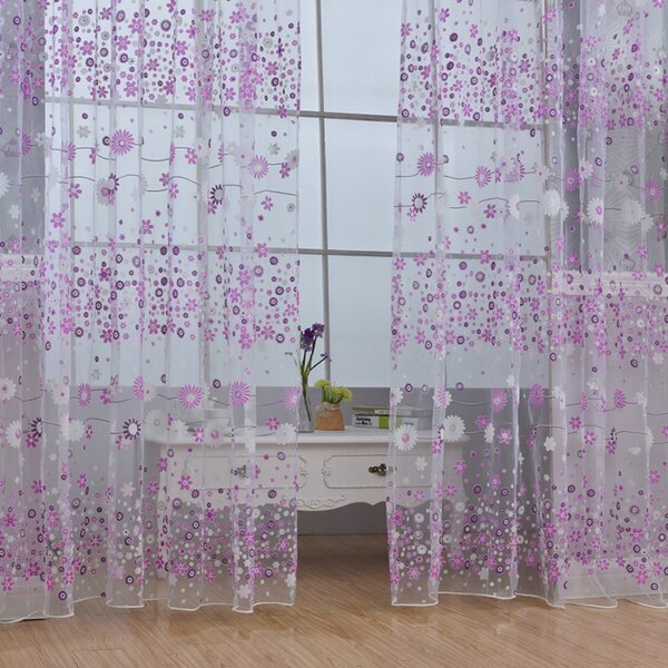 Home Floral Lace Window Curtain Drape Panel Voile Tulle Sheer Valance Decor YI 